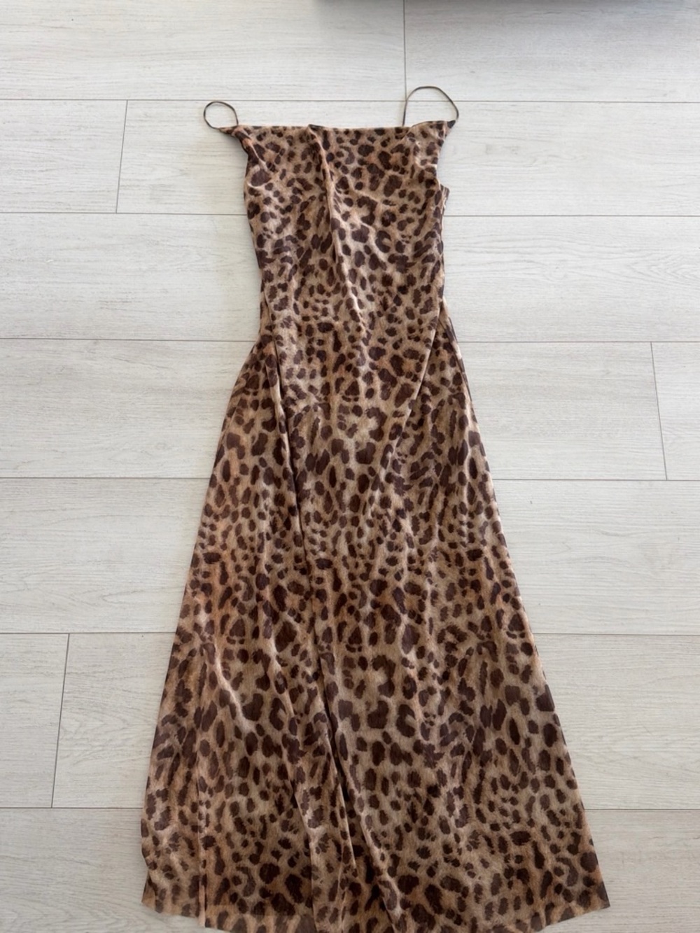 Zara Leopard Print Maxi Slip Skirt in Brown and Tan